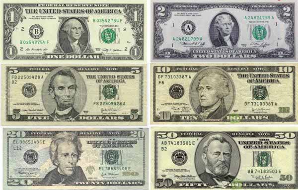 Một số mệnh giá Đô la Mỹ